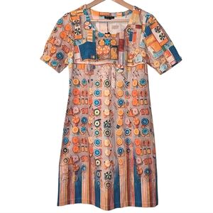 NWT Adventures Des Toiles Cotton Blend Beach Art Canvas Short Sleeve Mini Dress